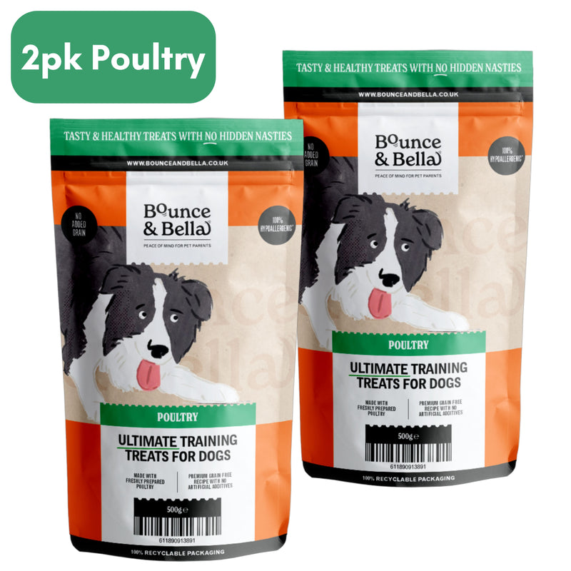**Discounted Multipack** - 2 Packs of 500g for only £18.98 (save £3 on the normal price!) - Grain Free Ultimate Poultry Treats for Dogs