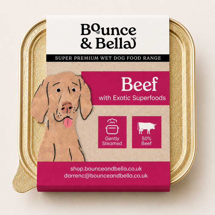 Bounce &amp; Bella Beef Wet Dog Food Tray with 50% beef