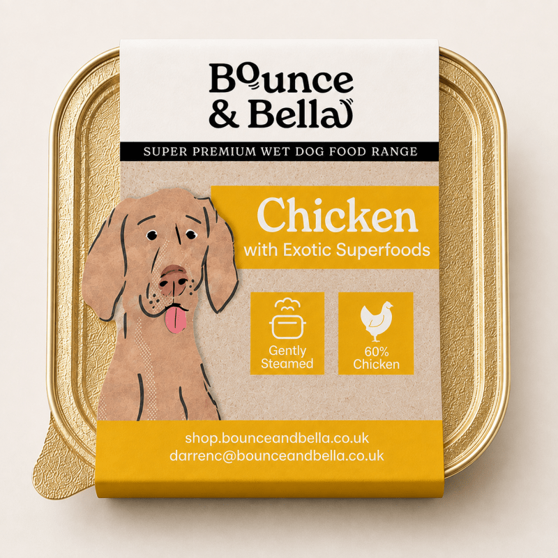 Bounce & Bella Chicken Wet Dog Food Tray with 60% chicken