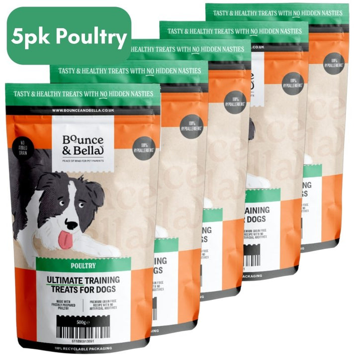 **Discounted Multipack** - 5 Packs of 500g for only £39.95 (save £20 on the normal price!!!) - Grain Free Ultimate Poultry Treats for Dogs