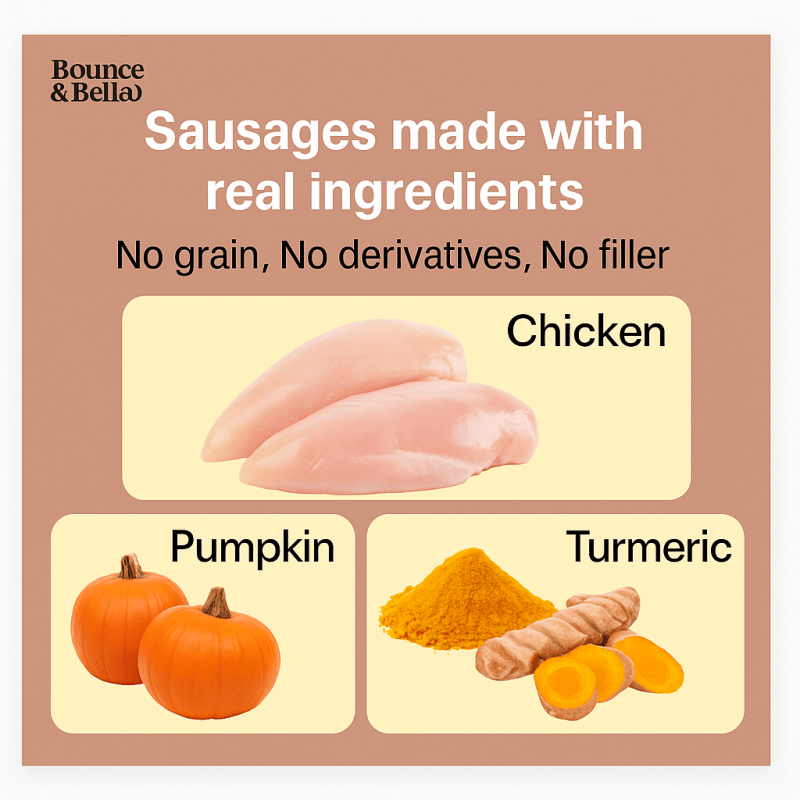 Gourmet Dog Sausages, Chicken with Pumpkin & Turmeric, 200g
