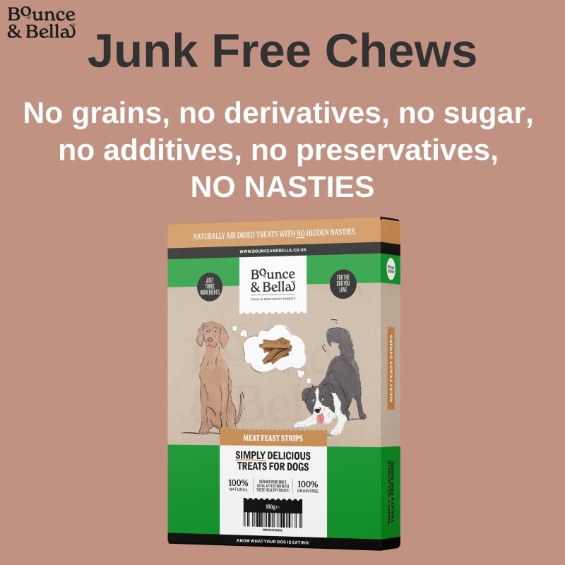 Natural Dog Chews - Chicken, Beef and Pork - Meat Feast Strips