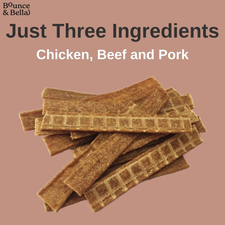 Natural Dog Chews - Chicken, Beef and Pork - Meat Feast Strips