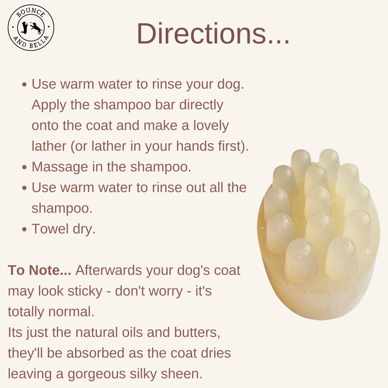 Anti-Stink Massaging Dog Shampoo Bar-directions