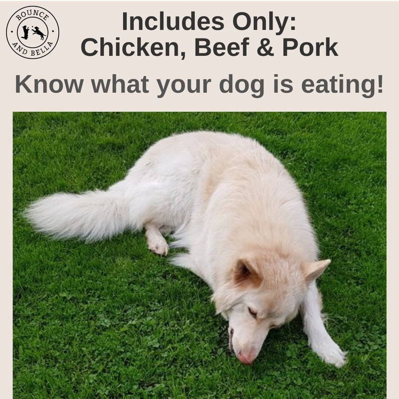 Only Chicken, Beef & pork. Know what your dog is eating.
