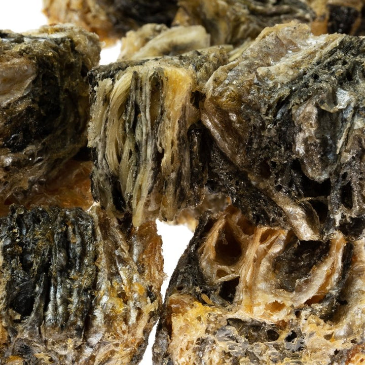 Close up shot of the Fish Skin Snacks – Low Fat Dog Treats