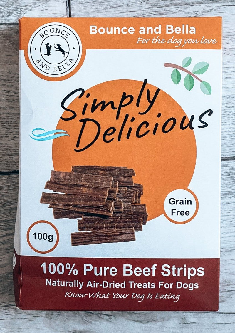 A Packet of 100% Pure Beef Strips - Naturally Air-Dried Treats for Dogs