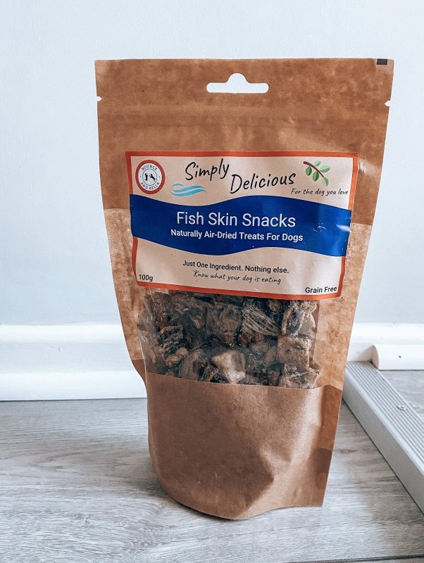 A Packer of Fish Skin Snacks: Naturally Air-Dried Treats for Dogs