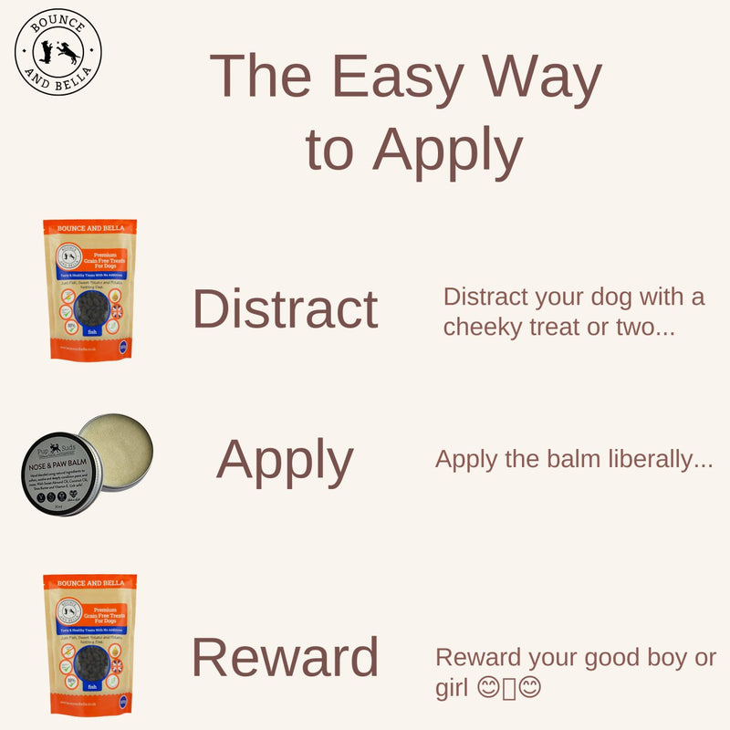 easy way to apply distract apply reward nose and paw balm