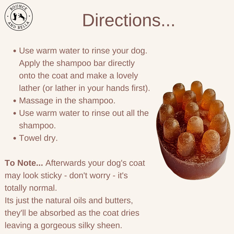 Moisturising Hypoallergenic Dog Shampoo Bar-directions