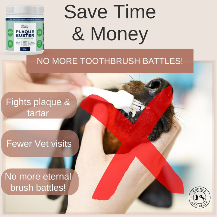 Plaque Buster - Tartar &amp; Plaque Remover for Dogs | Dog Breath Freshener | Easy use Powder 180g
