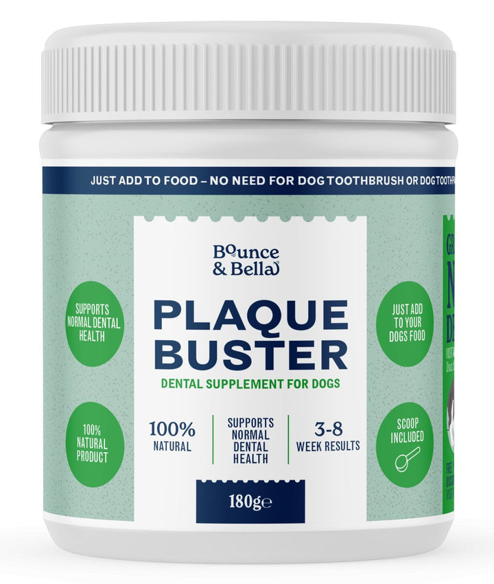 Plaque Buster - Tartar &amp; Plaque Remover for Dogs | Dog Breath Freshener | Easy use Powder 180g