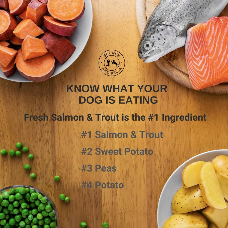  Infographic for Salmon, Trout & Veg Grain-Free Dog Food Ingredients.