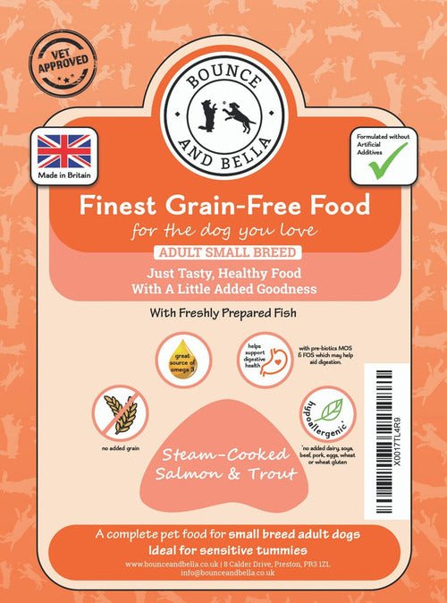 SMALL BREED - Steam Cooked Salmon and Trout with Veg - Complete Grain Free Dog Food